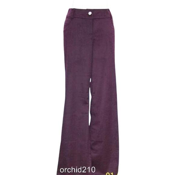 Cache Purple Velvet Thin Corduroy Rhinestone Button Pant New Stretch NWT $118 - Picture 4 of 11